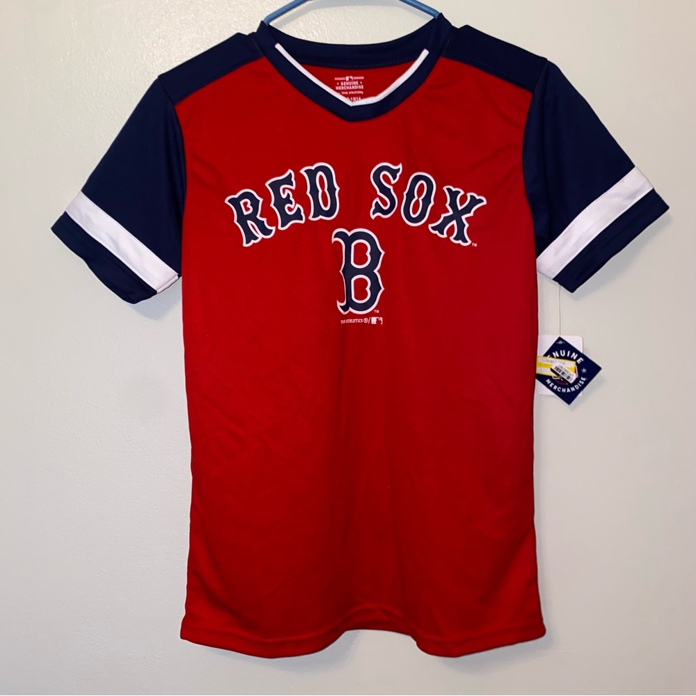 MLB Boston Red Sox Boys Shirt Size L 12-14 Tee Short Sleeve Genuine Merchandise